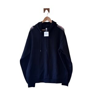 Moschino Underwear Mens Hoodie Black Logo Tape Polka Dot Sweatshirt XL A1728